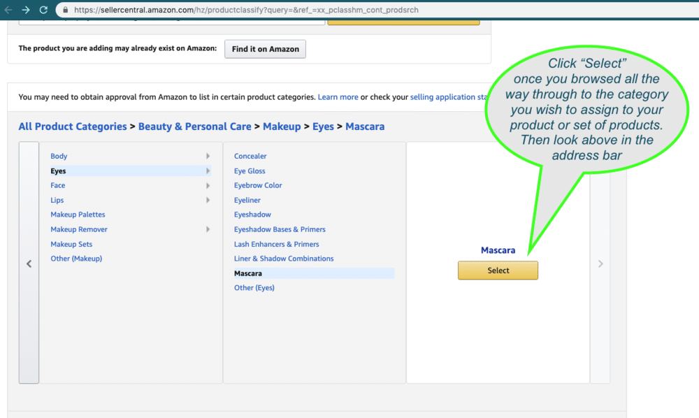 Browse all the way through to the category you wish to assign to your product or set of products, click “Select, then look for “&recommendedBrowseNodeId=……” in the address bar