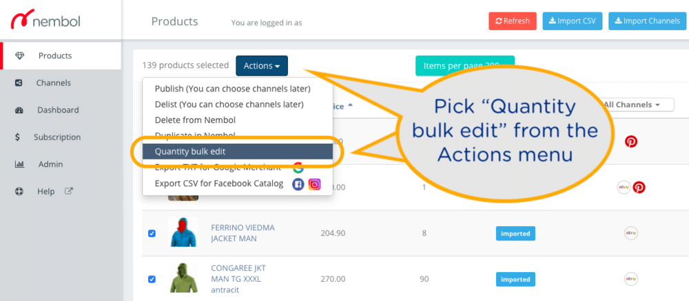 You can bulk edit inventory count of your eBay, Shopify, Amazon products before listing to Etsy