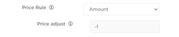 set a negative amount to lower the price