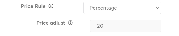 set a negative pricing rule to discount your products