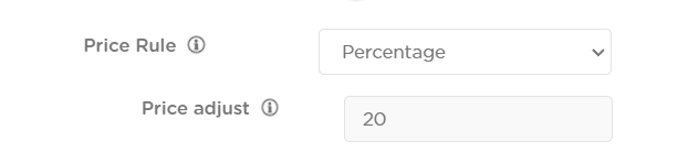 set a positive percentage to rise the price