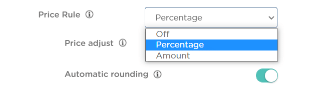 how to set a pricing rule as a percentage or as a fixed amount with nembol