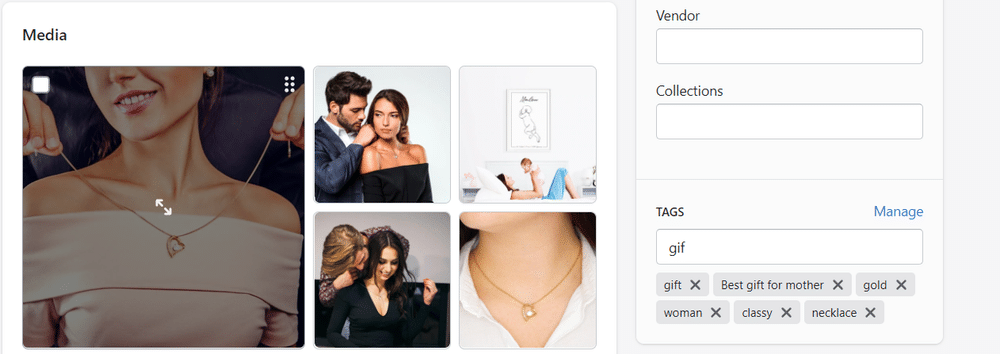 Shopify product tag example