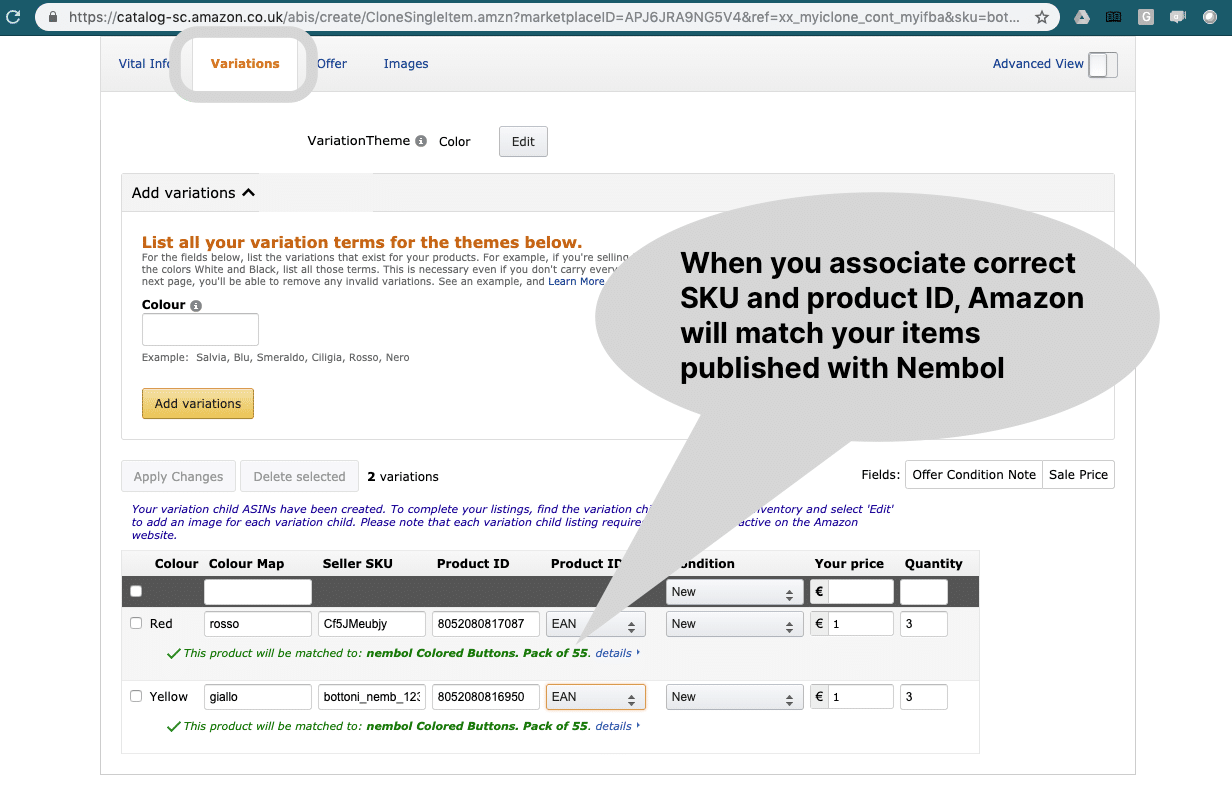 amazon variations details