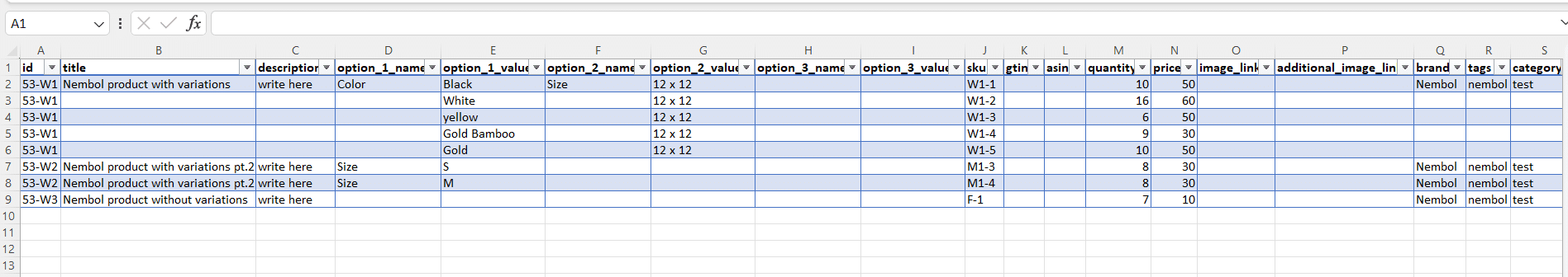 Nembol csv sample