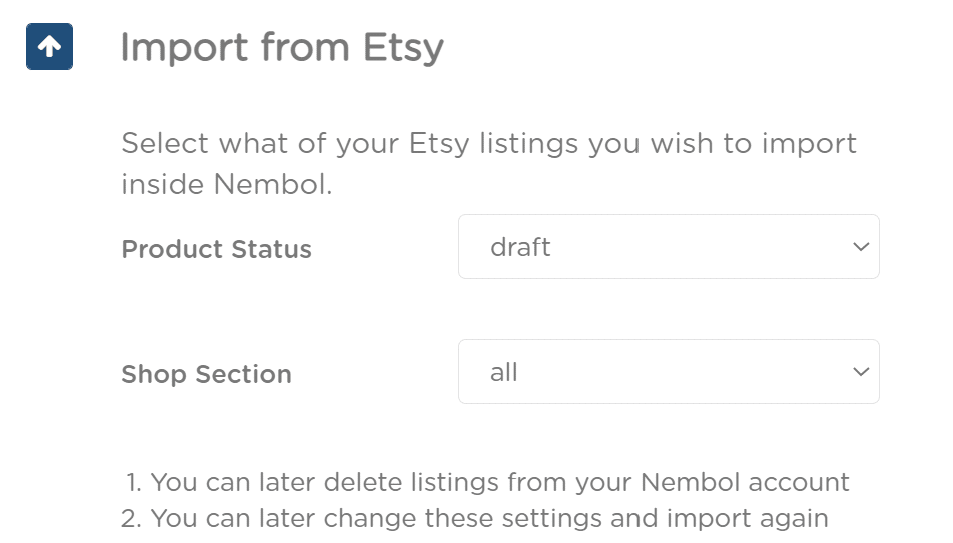 Import from Etsy with nembol