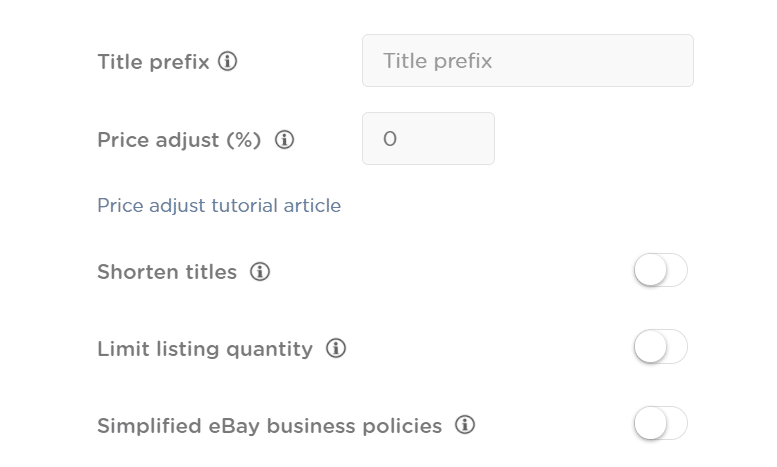 Nembol settings to easily publish listings on ebay