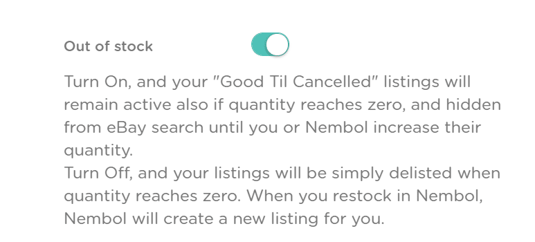 The out of stock setting, switch on to keep active your listing even with 0 quantity.